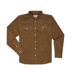 Poncho Shirt Mens L Brown Corduroy Western Pearl Snap Long Sleeve